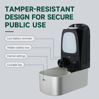 anydry Commercial Automatic Soap Dispenser Large 34oz/1000ml Capacity Wall-Mounted Touchless Liquid Dispenser for High-Traffic Restrooms, Offices, Hospitals Model AD1220S Silver - color: Silver