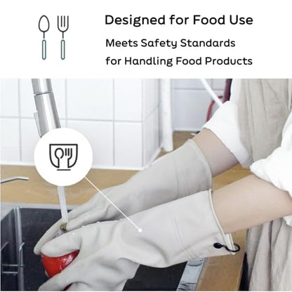Myungjin 2 Pairs Reusable Waterproof Non-Slip Honeycomb Grip Latex Rubber Gloves with Hang-Dry Hooks/Hanging Loops for Dishwashing Household Cleaning Cooking (Medium OverFit) - size: Medium (OverFit)