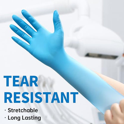 Medguy Medical Blue Nitrile Disposable Exam Gloves, 4 Mil 100 Pcs Powder-Free Latex-Free Food-Safe for Lab Cooking Cleaning - color: Large (Blue)