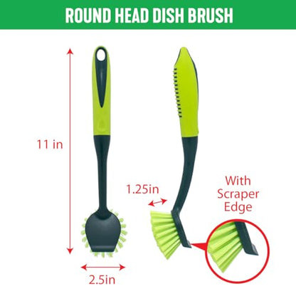 Pine-Sol Scrub Brush Set - Long Handle Cleaning Brushes with Heavy Duty Bristles and Comfort Grip - Scrubbers for Kitchen, Household, and Dishwashing, 5 Pieces - size: 5 Piece Set
