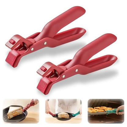 2026 New Hot Plate Gripper, Multi-Angle Anti-Scald Bowl Holder Clip, Multi-Function Hot Dish Gripper Handles, Kitchen Silicone Anti Slip Clip Tool for Pot, Pan, Bowl, Plate, Baking Tray (Red*2PCS) - color: Red*2PCS