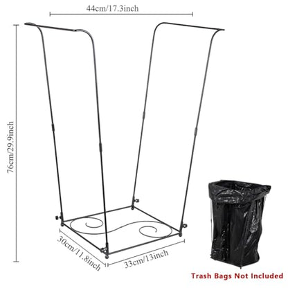 Trash Bag Holder, 30-45 Gallon Portable Leaf Bag Holder, Metal Garbage Bag Holder, S Pattern Trash Bag Holder Stand for Camping, Party, Wedding，Gardening - color: BlackF-1 PC