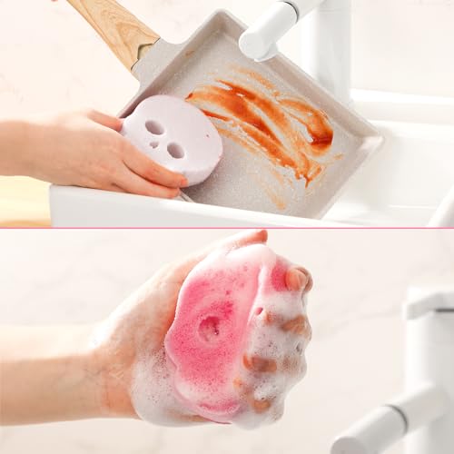 Tioncy 12 Pack Skull Kitchen Sponges Bulk Gothic Dual Sided Scrubber Pink Black White Skull Sponges Reuseble Non Scratch Dishwashing Kitchen Cleaning Accessories for Cookware Pot Boiler Pan Household - color: Black, White, Pink, style: Skull