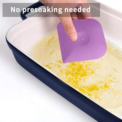 Plastic Pan Dish Pot Food Kitchen Scraper Tool Set, 3 pcs Nylon Plastic Cast Iron Skillet Cleaner Scrubber Scrapper, Kitchen Scraper Non-Scratch (Purple) - color: Purple, size: 3-Pack