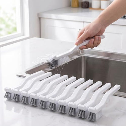10 Pack Gap Cleaning Brush with Long Handle - Multi-Purpose Corner Scrubber for Bathroom Tile Grout, Kitchen Sink & Window Track, Non-Slip Grout Brush -Grey & White - size: 10Pack