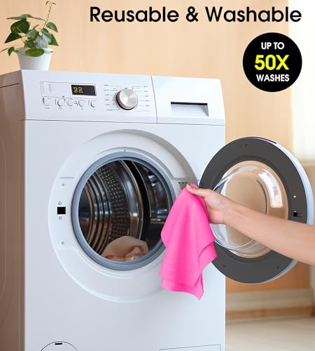 KitchLife Microfiber Cleaning Cloth Roll - Tear-Away Reusable Microfiber Paper Towels, Lint-Free, Washable, 20 Sheets for Kitchen, Car, Dishes, and Sensitive Surfaces (Hot Pink) - color: Hot Pink