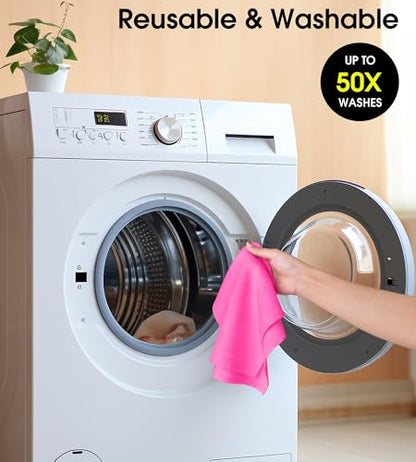 KitchLife Microfiber Cleaning Cloth Roll - Tear-Away Reusable Microfiber Paper Towels, Lint-Free, Washable, 20 Sheets for Kitchen, Car, Dishes, and Sensitive Surfaces (Hot Pink) - color: Hot Pink