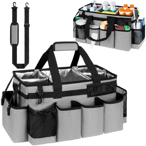 Cleaning Caddy Bag, Extra Large Cleaning Supplies Organizer for Housekeepers, Housekeeping Caddy with Handle and Detachable Padded Cushion, Gray - color: Gray, size: Extra Large