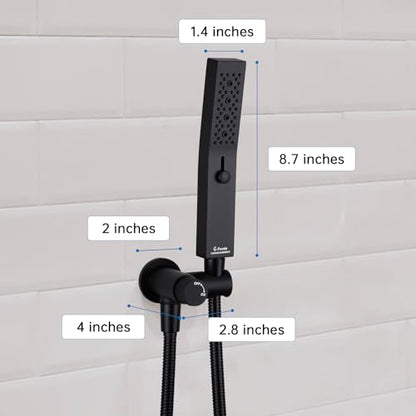 G-Promise All Metal Handheld Shower Set with 3-Function Showerwand, included Handheld Holder to Control on/off Switch and 72 Inch Tangle-Free Stainless Steel Hose Matte Black - color: Matte Black