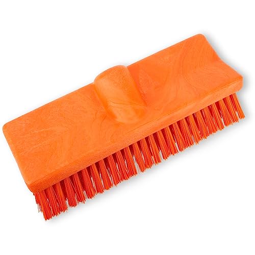 SPARTA 40423EC24 Plastic Floor Scrub Brush, Wall Brush, Equipment Brush With Nonabsorbent Bristles For Industrial Kitchens, Hospitals, Commercial Cleaning, 10 Inches, Orange, (Pack of 2) - color: Orange