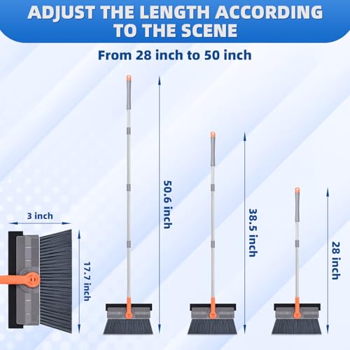 Floor Scrubber, 50 inch Heavy Duty Floor Scrub Brush with Long Handle and Squeegee for Cleaning Tile Wall Deck Bathroom Patio Garage Kitchen, Grey