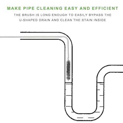 CiaraQ11-Piece Tube & Pipe Cleaning Brush Set – 10 Rigid Brushes 1/16"-1" + 60" Flexible Wand Brush, Medium-Stiffness Nylon – for Drains, Guns, Coffee & Labs - color: Black+black, size: 8.0 Inch & 60 Inch