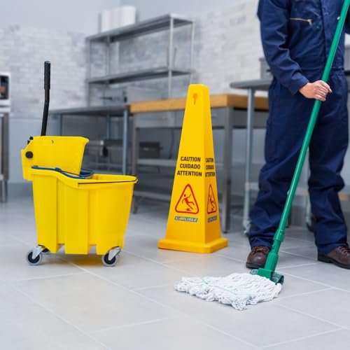 SPARTA OmniFit Mop Bucket System, Durable Mop Bucket, Side Press Wringer, and Soiled Water Insert, Floor Cleaning Essentials for Commercial and Home Use, 35 Qt Capacity, 1 Count, Yellow - color: Yellow