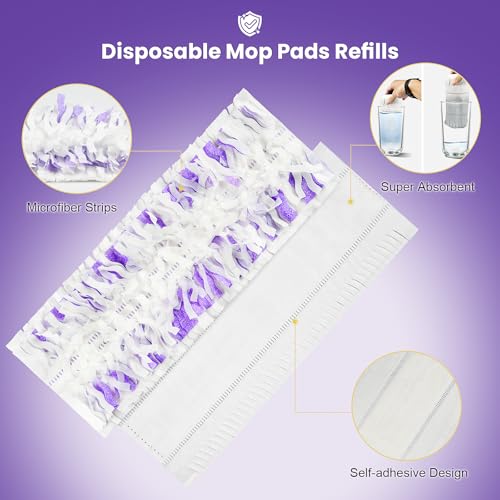 40 Pack Disposable Refill Pads for Power Mop™ Multi-Surface and for PowerMop™ Wood Mop, Repalcement Spray Mopping Pads for All Safe Floors - size: 40*Purple