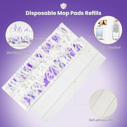 40 Pack Disposable Refill Pads for Power Mop™ Multi-Surface and for PowerMop™ Wood Mop, Repalcement Spray Mopping Pads for All Safe Floors - size: 40*Purple