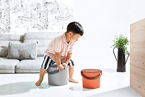 Yawata Kasei 233145 Omniutti Bucket with Lid Luxe Gray L 3.2 gal (10 L) sceltevie omnioutil Natural Luxe - color: Luxe Grey, style: Size L: 3.8 gal (10