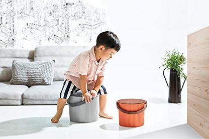 Yawata Kasei 234890 Omniutti Bucket with Lid, Luxe Gray, LL, 7.1 gal (20 L), Sceltevie omnioutil, Natural Luxe - color: Luxe Grey, style: LL Size: 6.5 gal (20 L)