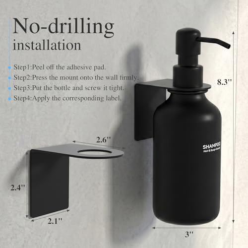 Shampoo and Conditioner Dispenser Wall Mounted - Shower Dispenser 3 Chamber No Drill - Refillable Shampoo Dispenser for Shower Wall - Bathroom Dispenser Sets 500ML Black - color: Black