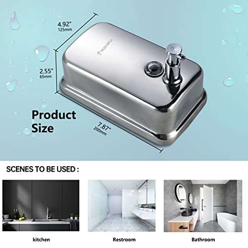 Stainless Steel Soap Dispenser for Home – 16.9oz Wall Mount, Anti-Leak Pump, Brushed Nickel Finish, Space-Saving Design for Kitchen & Bathroom - size: Vertical 16.9oz