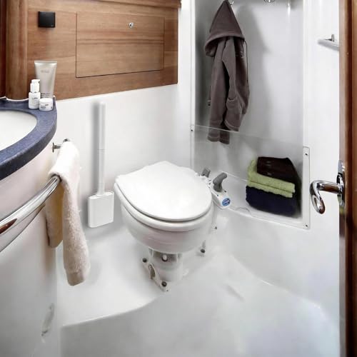 RV Essentials, RV Toilet Brush, Toilet Brush Silicone Won't Damage Toilets, Wall Mounted Toilet Brush White-Anti-Roll, Anti-Drip Design, Suitable for RV Travel Trailers and Campers, Camper Must Haves