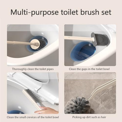 Basaza Toilet Brush and Holder Set, Hidden Toilet Bowl Cleaning Brush and Holder for Bathroom Toilet Bowl Cleaner Brushes & Holders 4 in 1 Beige Bathroom Accessories - color: Beige Toilet Brush and Holder Set