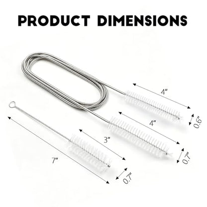2PCS Flexible Long Drain Brush, 78 Inch Nylon Stainless Steel Tube Cleaning Brush, Slim Long Hose Pipe Cleaning Tool for Auto Sunroof Drain Hole, Car Fridge, Kitchen Sink (Double End-White) - color: Double End-white