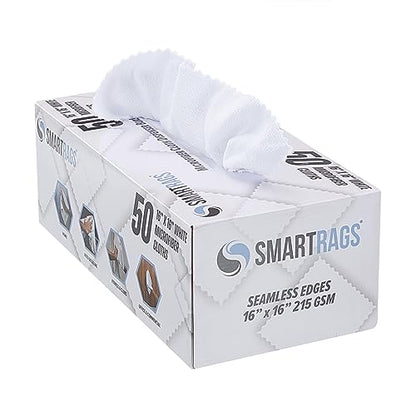 Arkwright Smart Rags Microfiber Cleaning Cloths, Pack of 50 in a Box, Lint Free 215 GSM Reusable Towels for Auto, Office and Household Cleaning, 16 x 16 in, White - color: White, size: 16 x 16 in