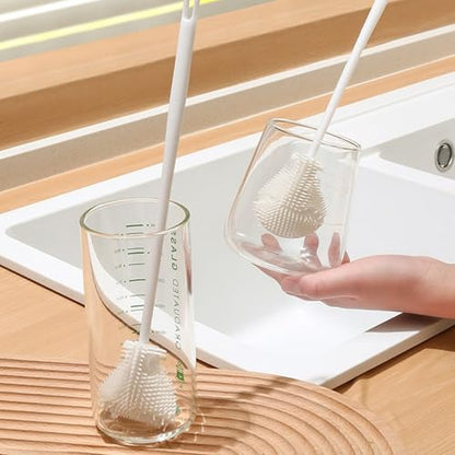 Long Handle Water Bottle Cleaner 360° Flexible Silicone Brush use for Cleaning Narrow Jars Mugs and Baby Bottles 2PCS - color: 2pcs