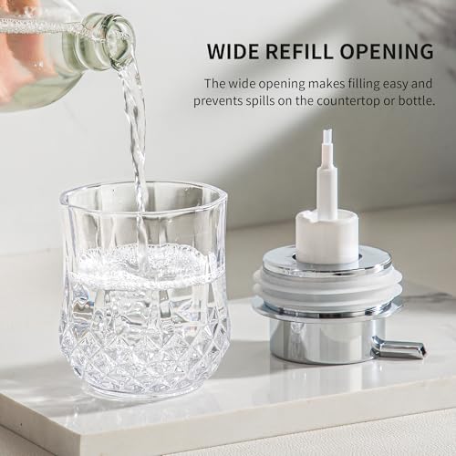 Enra Foaming Soap Dispenser for Bathroom and Kitchen - Glass Refillable, Modern Home Design (Clear/Silver Foam Pump) - color: Silver Pump-foam