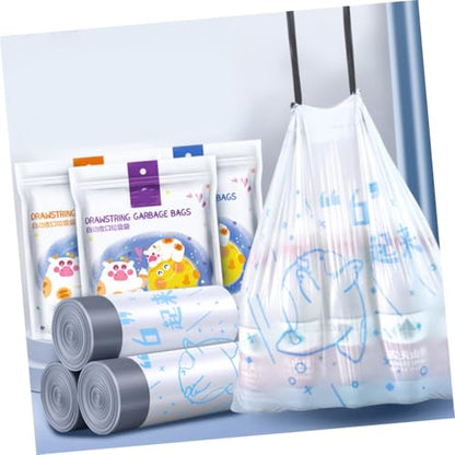 Thickened Household Garbage Bags with Drawstring 69pcs 50x55cm Large Trash Bags for Kitchen and Bathroom Suitable for Bin Diameter ≤37cm