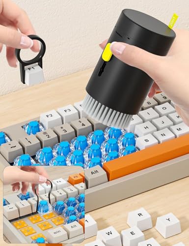 20 in 1 Keyboard Cleaner Kit, Electronics Cleaning Kit with Retractable Big Brush, Portable, Multi-Tool Kit for Phones, Tablet, Computer, PC Monitor,TV Camera Lens - color: Black
