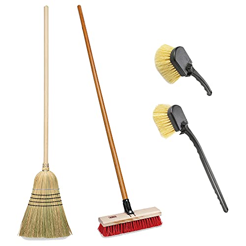 Harper 37518100 Deck/Patio Cleaning Set with 60 in. Handle Deck Brush, Heavy Duty Corn Broom, Scrubbing Brush and Long Reach Scrubbing Brush - style: Deck/Patio Cleaning Set