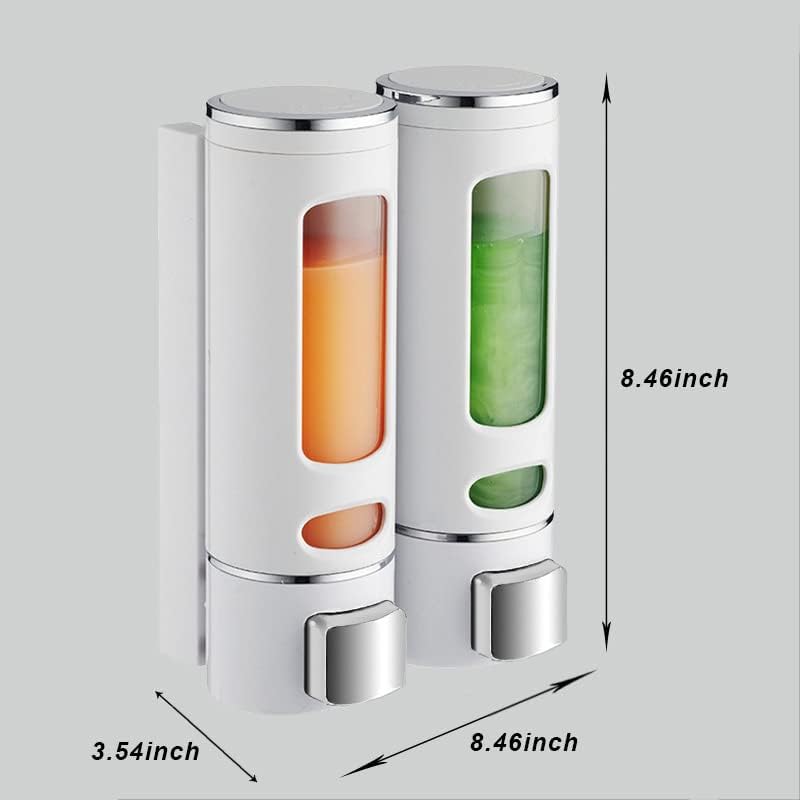 Liquid Soap Dispenser Wall Mount, 2 Chamber Bathroom Shower Pump Dispenser,Press Manually Lotion Soap Dispenser Use for Shampoo, Soap, Conditioner, Shower Gel, for Bathroom Kitchen Hotel (Gold) - size: 2 Chamber