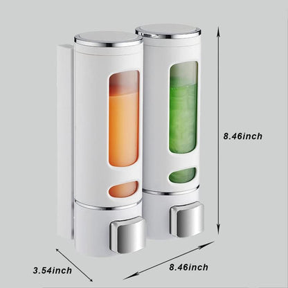 Liquid Soap Dispenser Wall Mount, 2 Chamber Bathroom Shower Pump Dispenser,Press Manually Lotion Soap Dispenser Use for Shampoo, Soap, Conditioner, Shower Gel, for Bathroom Kitchen Hotel (Gold) - size: 2 Chamber