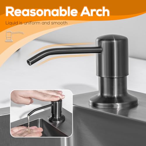 Soap Dispenser for Kitchen Sink, Lotion Dispenser for Kitchen Sink Stainless Steel Pump Head, with 17 Ounce Soap Bottle Refill from The Top,Soap Pump for Kitchen Sink Gun Metal - color: Gun Metal