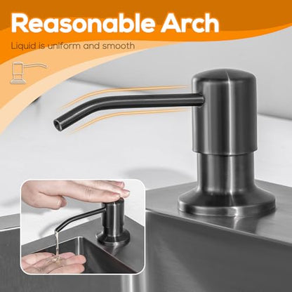 Soap Dispenser for Kitchen Sink, Lotion Dispenser for Kitchen Sink Stainless Steel Pump Head, with 17 Ounce Soap Bottle Refill from The Top,Soap Pump for Kitchen Sink Gun Metal - color: Gun Metal