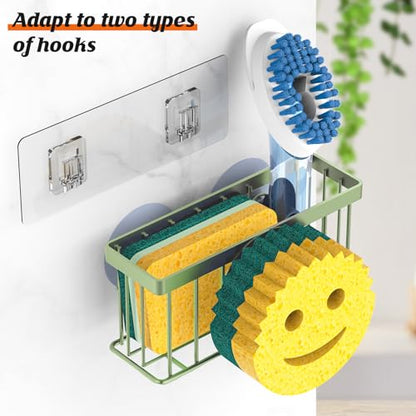 MURLONG Sponge Holder Smiley Face,Sink Caddy,Sink Organizer with 2 Suction Cups/1 Adhesive Strips,Designed for Sponge,Soap,Dish Brush,Scrubber - Green - color: Sage Green