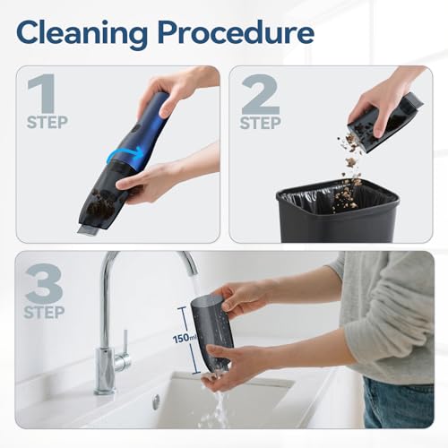 Handheld Vacuum Car Vacuum, 2 in 1 Air Duster Mini Vacuum Cleaner Small Portable Rechargeable Car Seats, Home, Quick Cleanup, Strong Suction, Lightweight, Includes Crevice Nozzle & Brush -H2 - color: Blue Gray, style: H2 2-in-1 Air Duster/Blower
