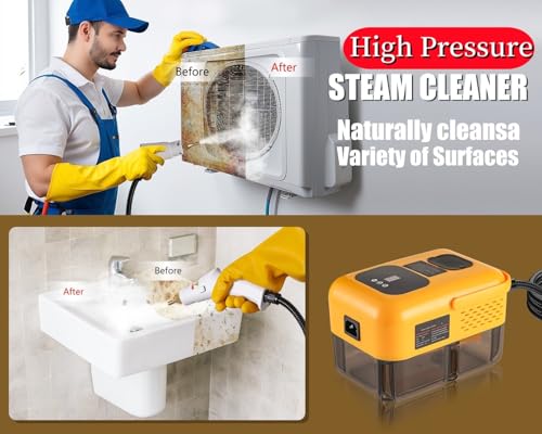 Foandbevi Steam Cleaner for Home, Handheld 2500W High Pressure Steamer for Cleaning, 9-Level Multipurpose Steam Cleaner for Car Detailing Floor Upholstery Kitchen Bathroom Grout Tile, 14 Accessories