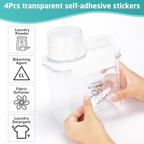 Laundry Detergent Dispenser-2 Pack, 51 oz Detergent Dispenser with 4 Removable Labels, Laundry Soap Dispenser for Laundry Room Organization and Storage, BPA Free & PET Plastic Clear - size: 51 oz