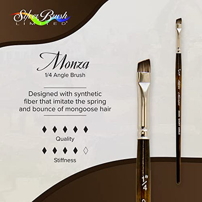 Silver Brush 2633S-014 Monza Short Handle Synthetic Mongoose Brush, Short Angle, 1/4-Inch - size: 1/4-Inch