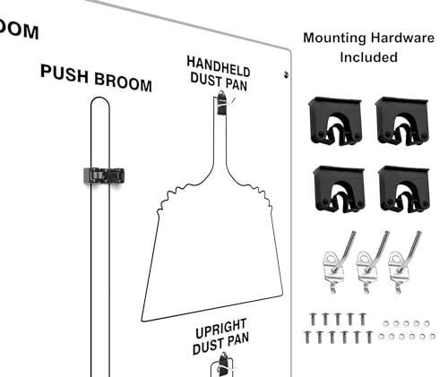 Clean & Sweep 5S Shadow Board/Wall Mount Broom Holder, 68" x 30" Board, 5S Cleaning Station - Board Only, Tools Sold Separately, Made in The USA by AccuformNMC, White/White, PSB114WTWT - color: White/White