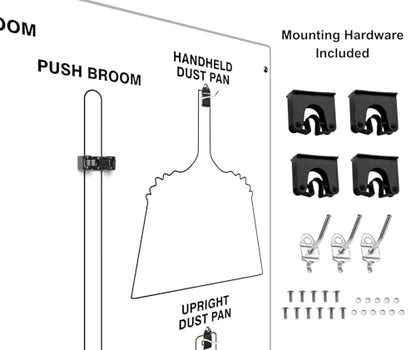 Clean & Sweep 5S Shadow Board/Wall Mount Broom Holder, 68" x 30" Board, 5S Cleaning Station - Board Only, Tools Sold Separately, Made in The USA by AccuformNMC, White/White, PSB114WTWT - color: White/White