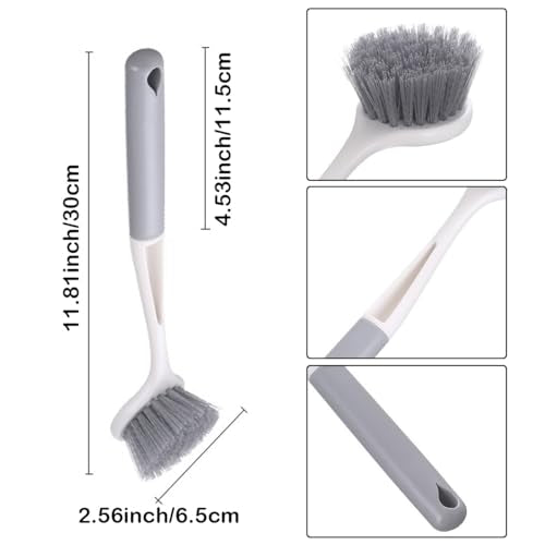 2Pcs Long Handle Dish Brushes Dish Brush with Handle Kitchen Scrub Brushes for Cleaning Pots Pans Sink