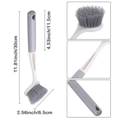 2Pcs Long Handle Dish Brushes Dish Brush with Handle Kitchen Scrub Brushes for Cleaning Pots Pans Sink