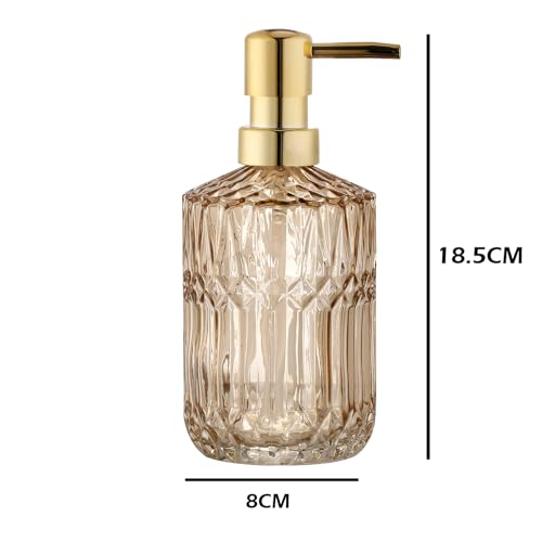 YunNasi Soap Dispenser with Pump, Refillable Liquid Hand Soap Dish Soap Dispensers for Bathroom Counter, Kitchen Sink (Amber) - color: Amber