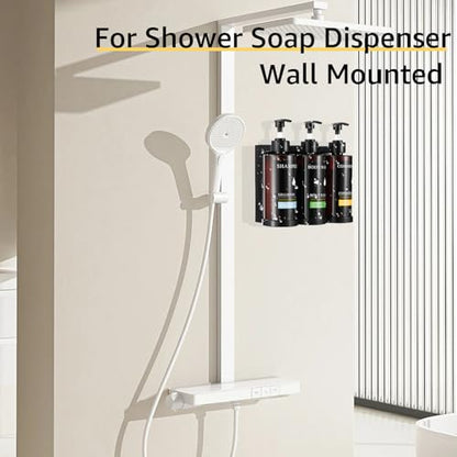 Shampoo and Conditioner Dispenser Set of 3,Shower Soap Dispenser Wall Mounted No Drill,Refillable Shampoo Pump Bottles with Waterproof Labels,Body Wash Dispenser Set for Bathroom,12.85 Oz *3 Chamber