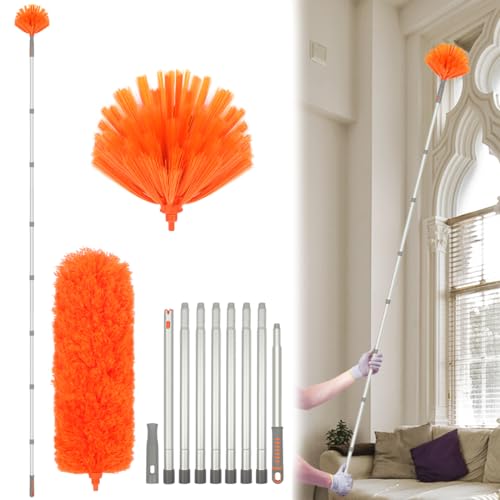 Ceiling Fan Cleaner, Extended Duster with Aluminum Pole, Adjusts 15 to 144 Inch for Bookshelves, Windows - size: Aluminum 12Feet