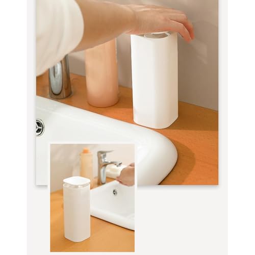 Pump Dispenser Bottle, Top Push Down Squeeze Liquid and Hand Soap Dispenser Refillable Dishwashing Bottles for Kitchen and Bathroom (White) - color: White