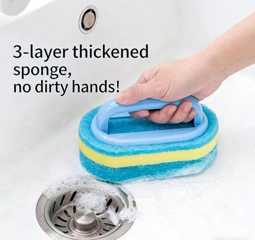 Thickened Blue Model Set Product, Multi-Functional Handheld Cleaning Sponge Brush, Suitable for Cleaning in bathrooms, Kitchens, bathtubs and Toilets. Bathtub Cleaning. Two Pieces of Combination